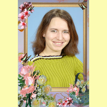 Рамка для Photoshop Корзина с цветами
